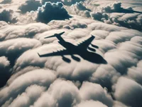 Тень самолёта над облаками